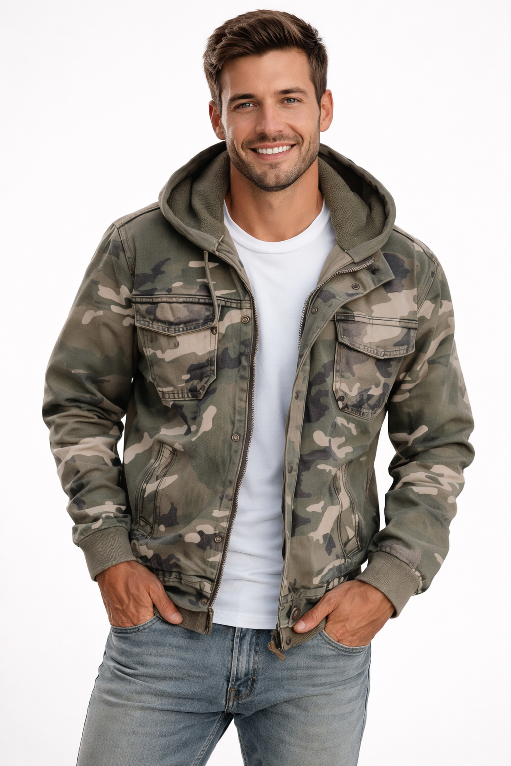 Ryker Men's Camouflage Jacket with Hood – Urban Workwear Style & Durable Material