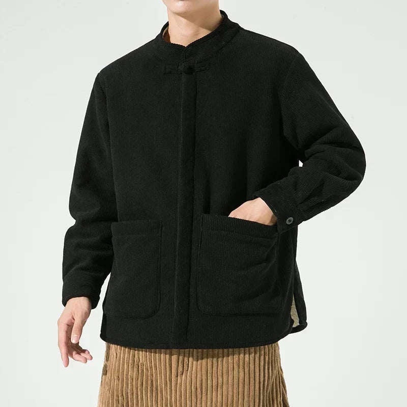Nixon Herrenjacke Cord – Mao-Kragen, Gerade Passform & Moderner Retro-Stil