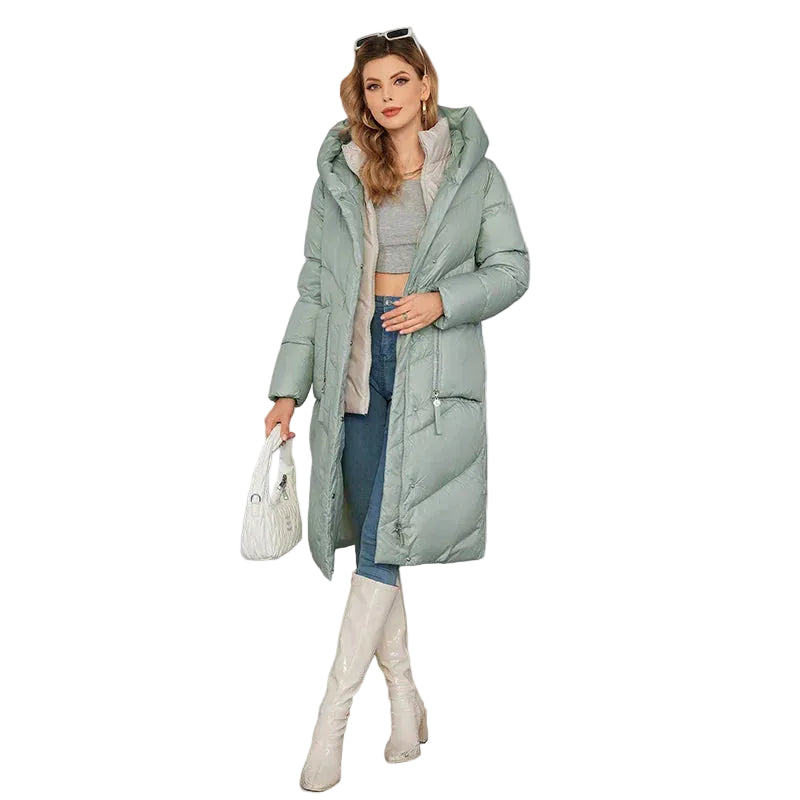 Allisen Casaco Acolchoado Longo Mulher – Corte Longo, Capuz Volumoso & Calor de Inverno