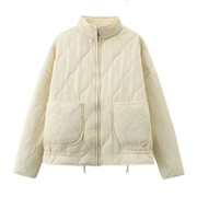 Casaco Matelassado Zinnia para Mulher – Casaco de Inverno Quente com Fecho de Eclair, Cintura Ajustável e Bolsos