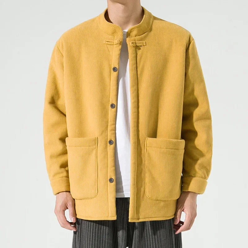 Nixon Herrenjacke Cord – Mao-Kragen, Gerade Passform & Moderner Retro-Stil