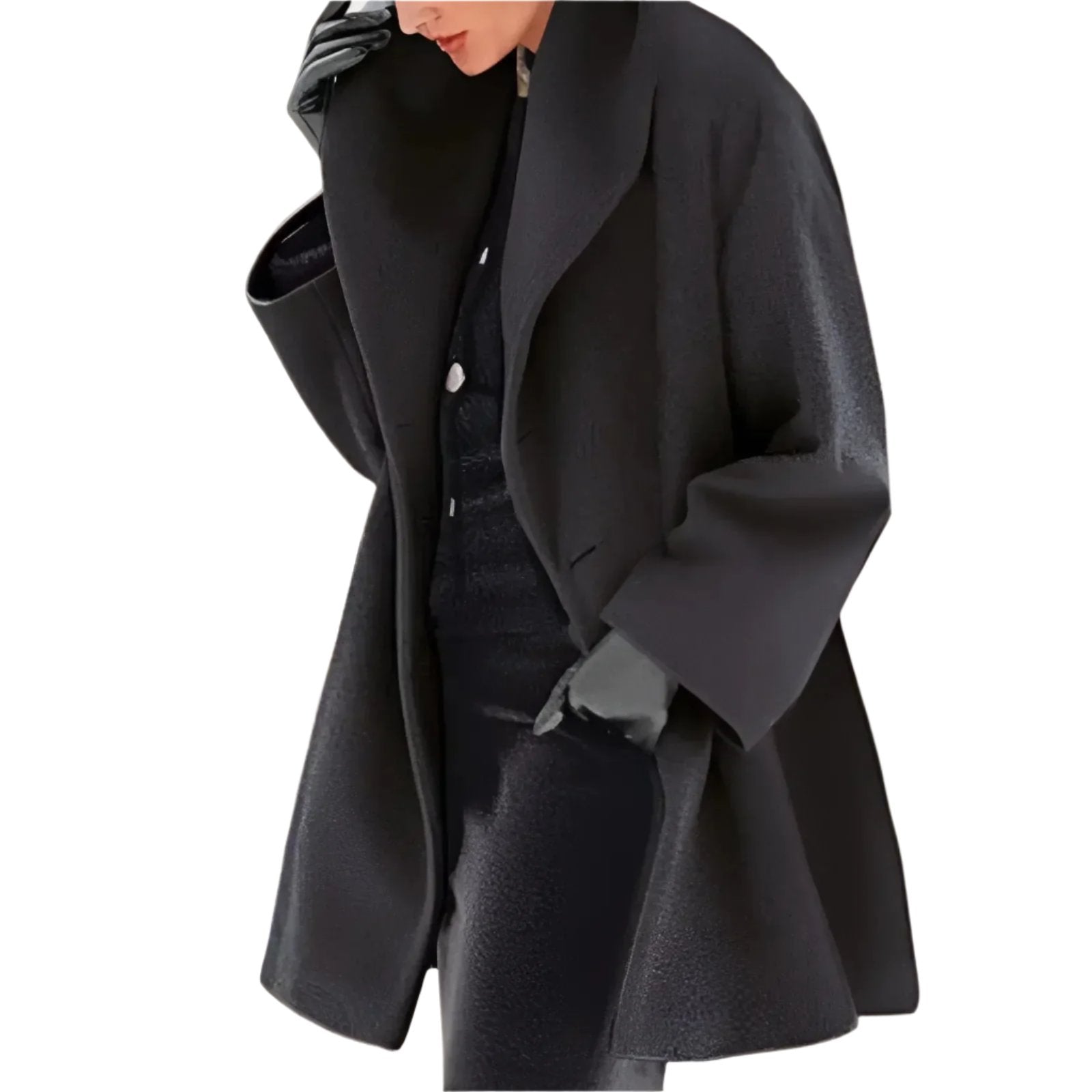 Vicky Manteau Oversize Donna – Lungo Cappotto Elegante con Ampi Revers e Taglio Fluido