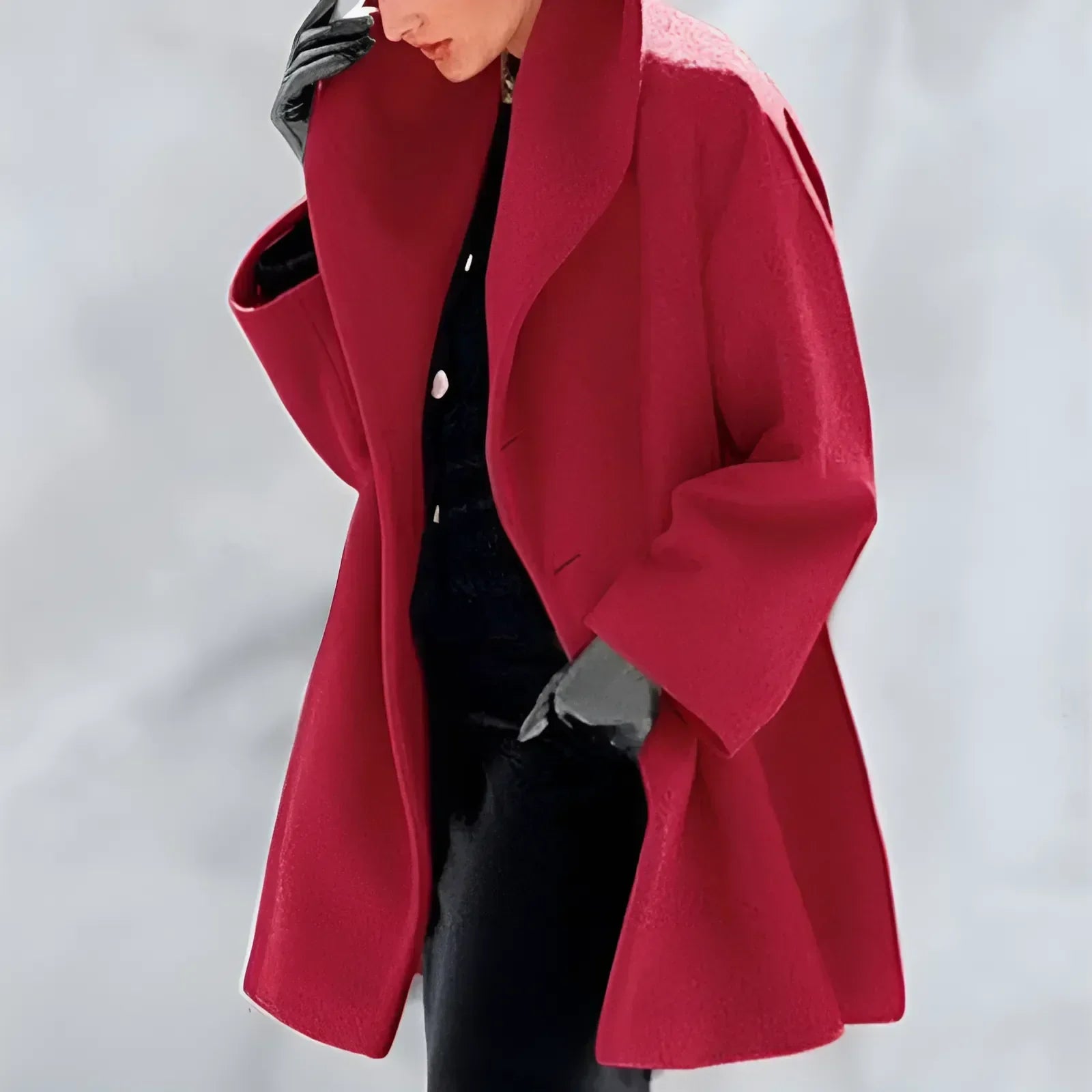Vicky Manteau Oversize Donna – Lungo Cappotto Elegante con Ampi Revers e Taglio Fluido