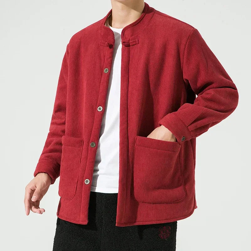 Nixon Herrenjacke Cord – Mao-Kragen, Gerade Passform & Moderner Retro-Stil