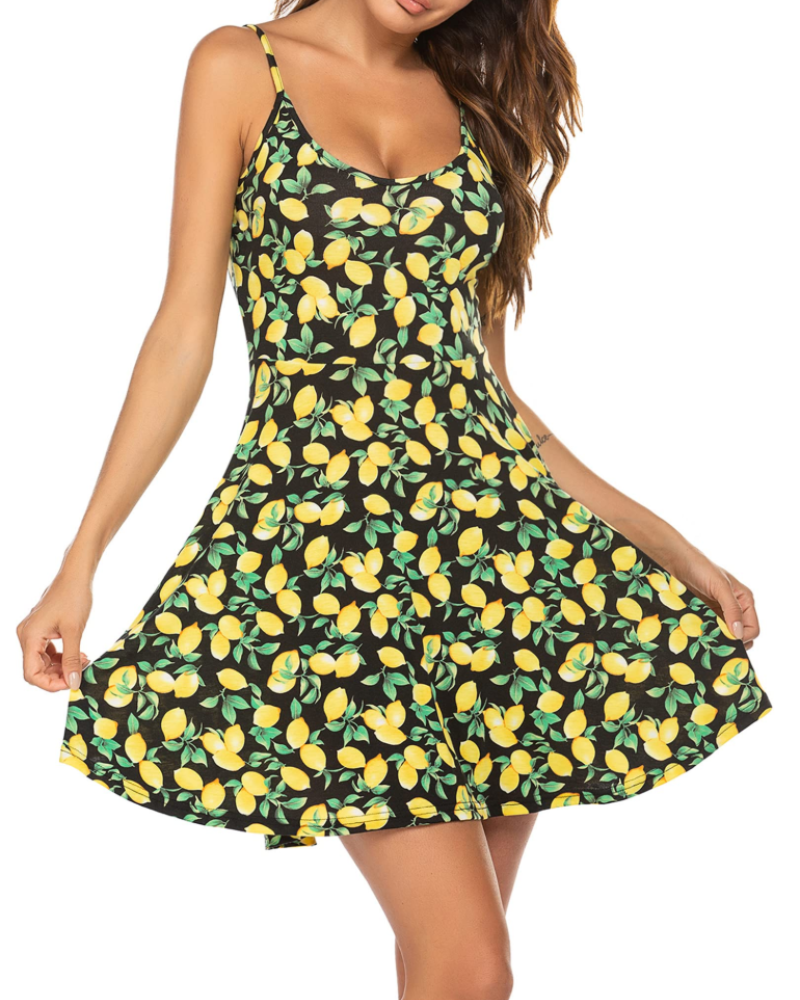 Verity Robe Fleurie Femme – Robe d'Été Col V à Bretelles Réglables Coupe Évasée