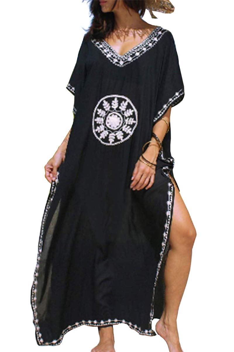 Eugenia Women's Kimono – Loose Long Beach Dress, V-Neck & Loose Sleeves Summer Cover-Up