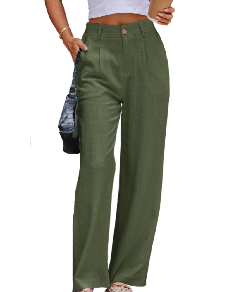 Victoria Damenhose aus Leinen – Hoch taillierte Hose mit Falten, Taschen und elegantem Schnitt