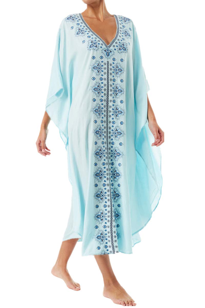 Eugenia Women's Kimono – Loose Long Beach Dress, V-Neck & Loose Sleeves Summer Cover-Up