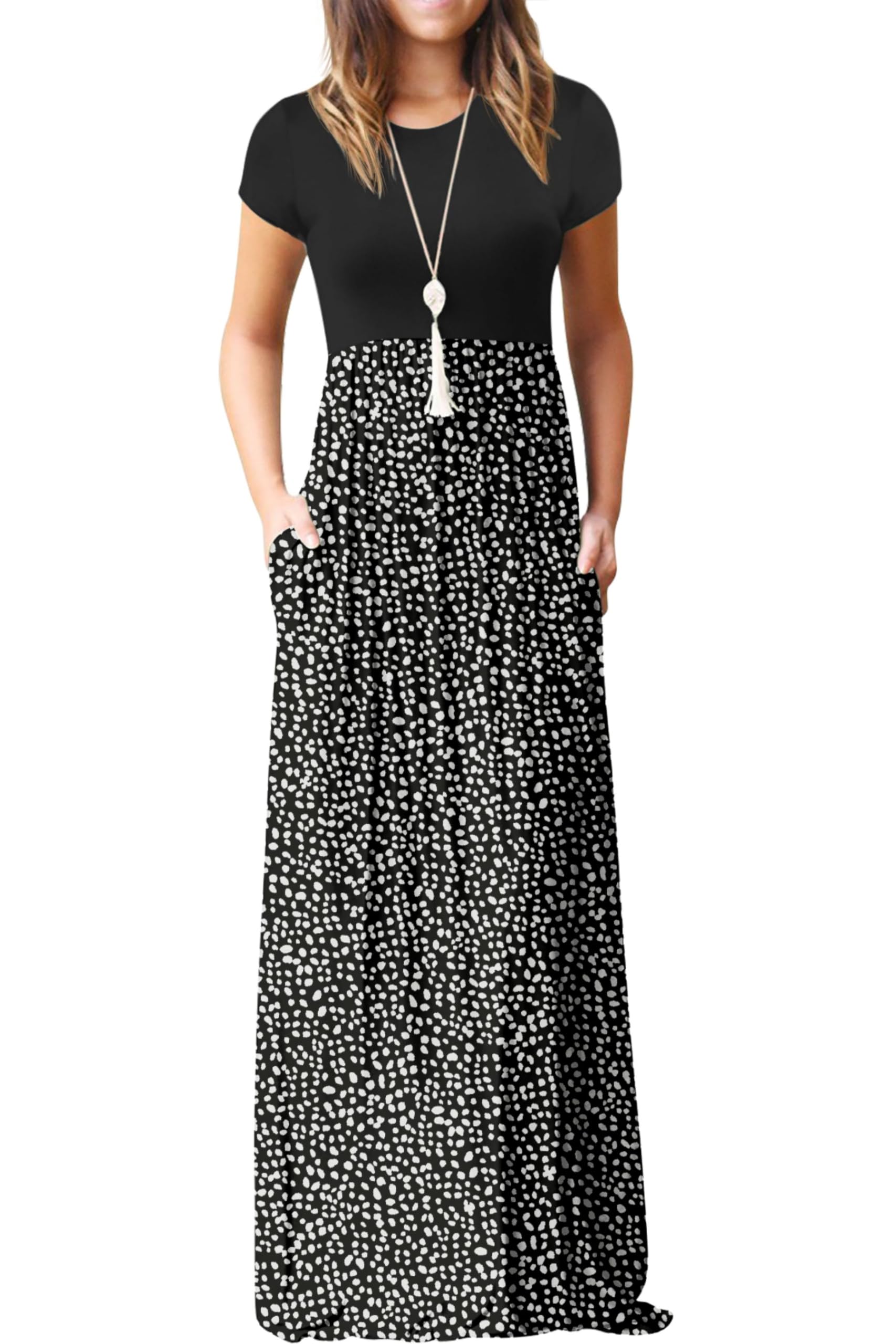Vestido Maxi Bridget Mulher – Gola Redonda Lisa, Corte Fluido e Cintura Alta com Bolsos Verão