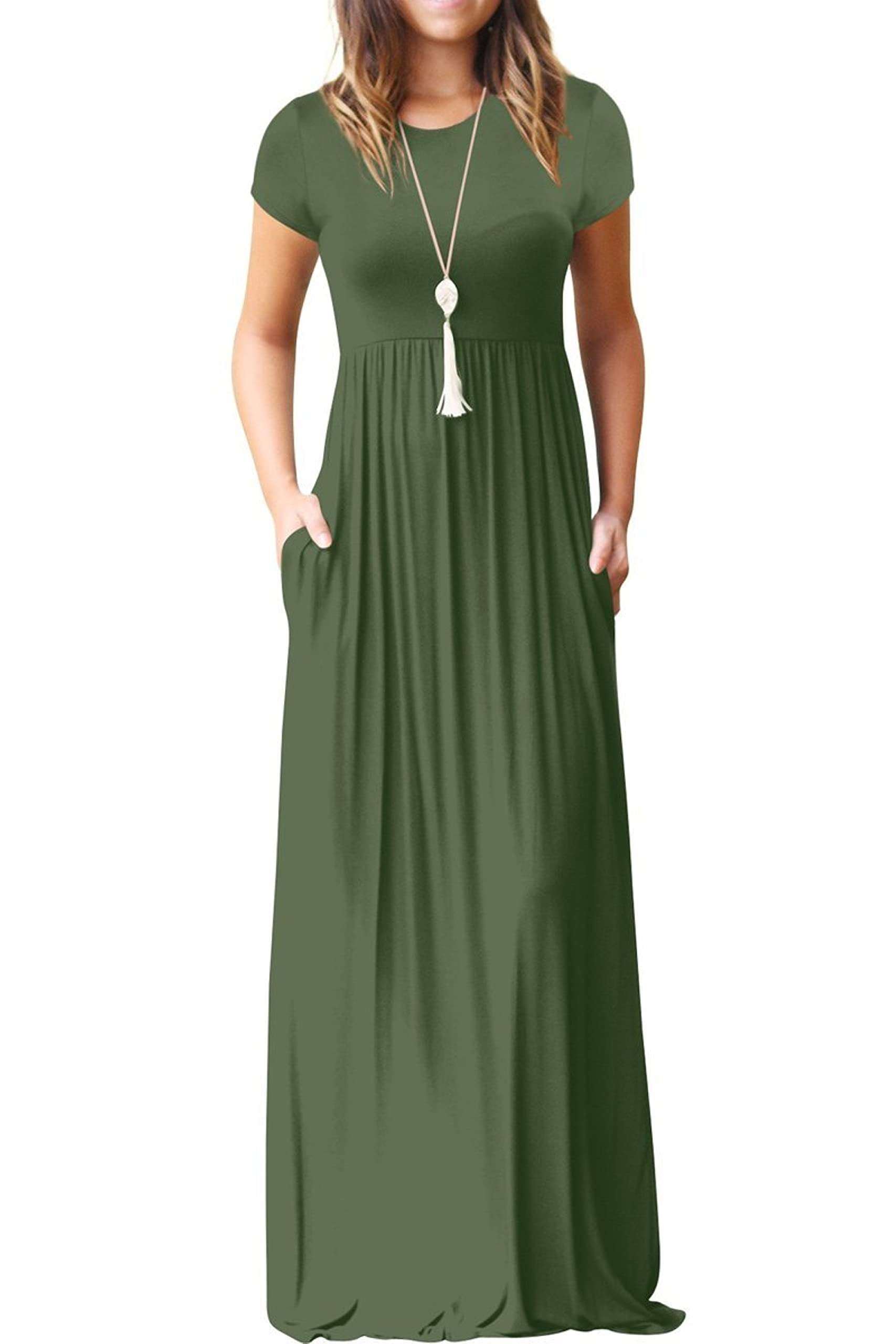 Vestido Maxi Bridget Mulher – Gola Redonda Lisa, Corte Fluido e Cintura Alta com Bolsos Verão