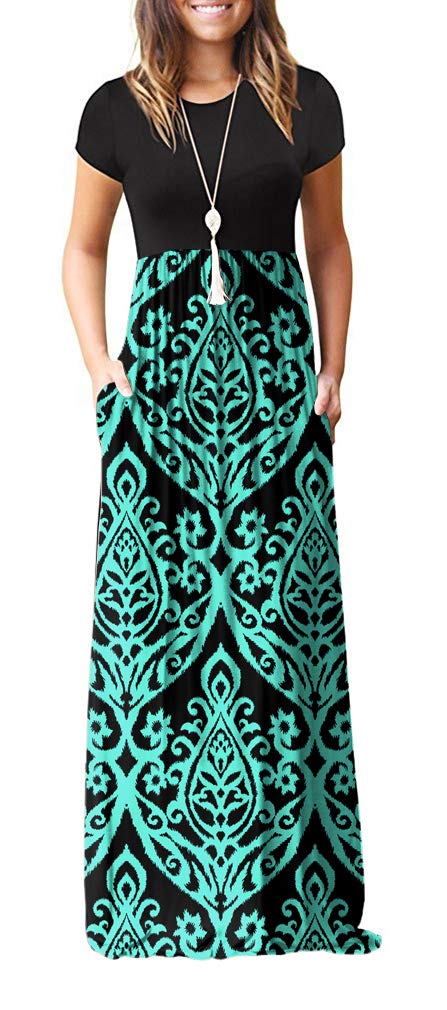 Vestido Maxi Bridget Mulher – Gola Redonda Lisa, Corte Fluido e Cintura Alta com Bolsos Verão