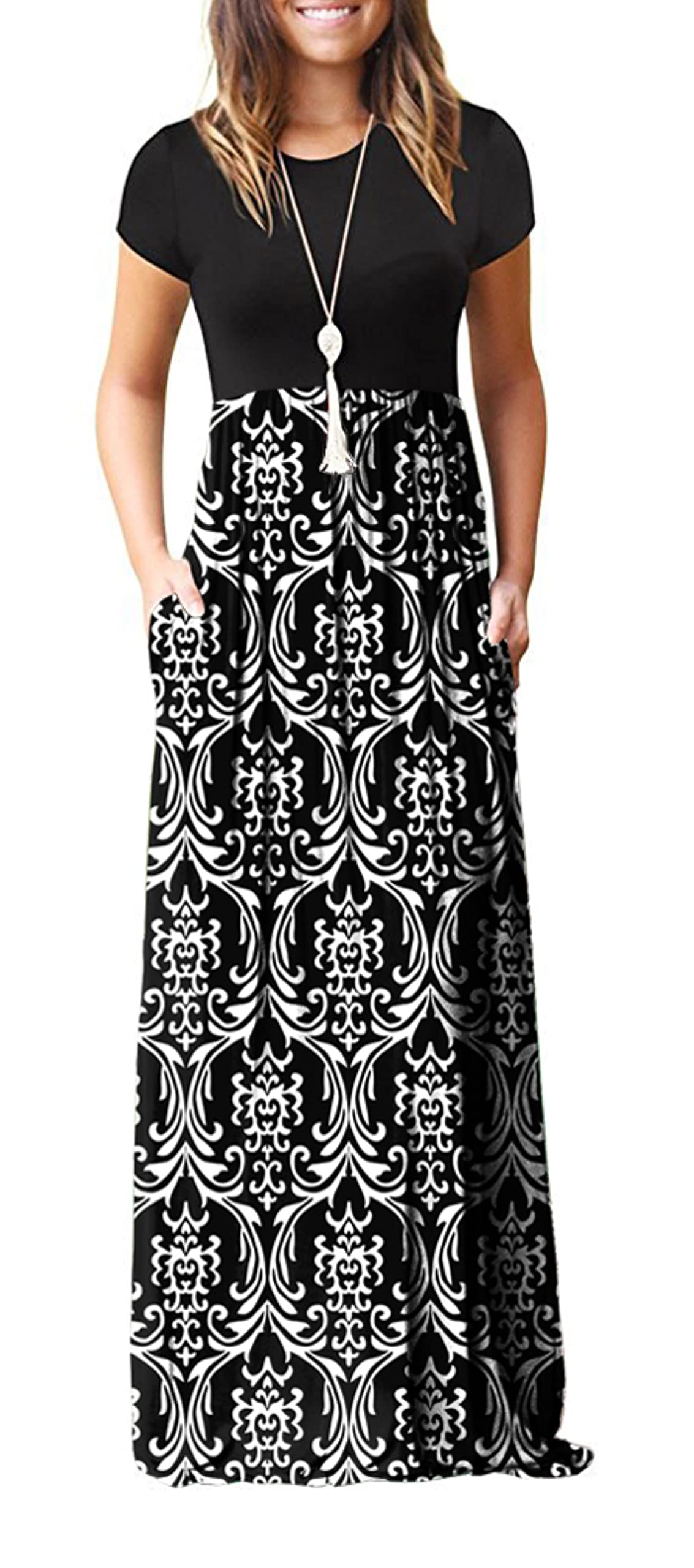 Vestido Maxi Bridget Mulher – Gola Redonda Lisa, Corte Fluido e Cintura Alta com Bolsos Verão