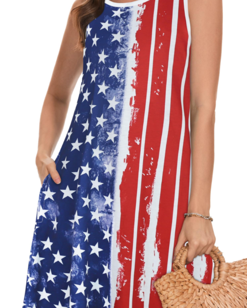 Vestido de Verão Yendy para Mulher – Vestido de Alças com Decote Redondo, Corte Fluido, Estilo Boémio com Bolsos