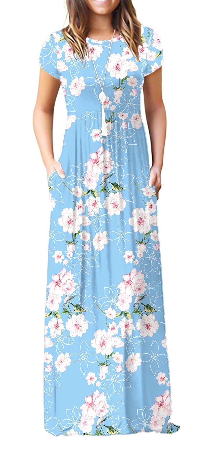 Vestido Maxi Bridget Mulher – Gola Redonda Lisa, Corte Fluido e Cintura Alta com Bolsos Verão