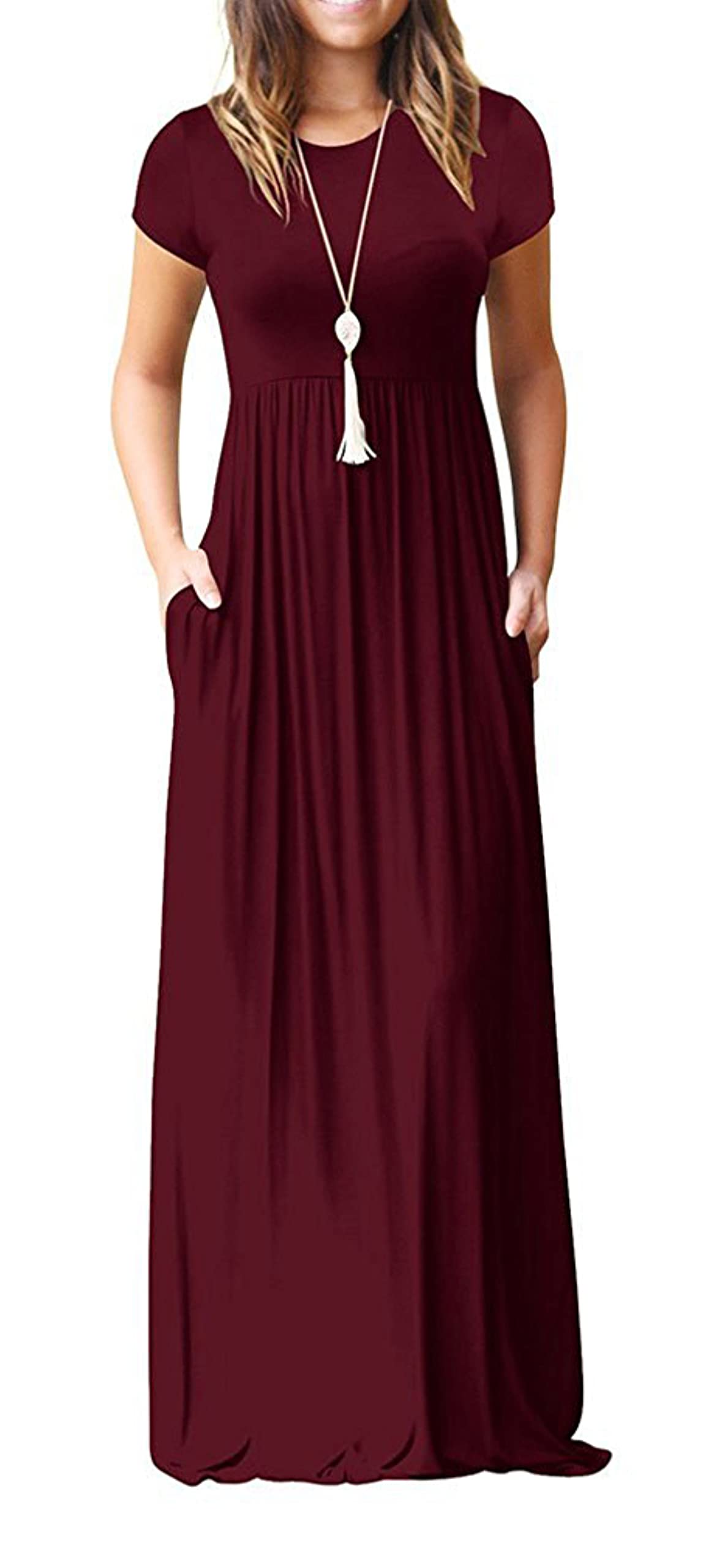 Vestido Maxi Bridget Mulher – Gola Redonda Lisa, Corte Fluido e Cintura Alta com Bolsos Verão