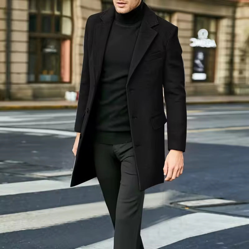 Casaco Longo Arthy Homem em Lã Misturada – Corte Elegante & Elegância Intemporal