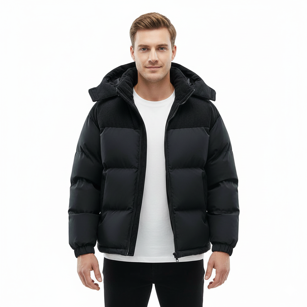 Sam Steppjacke für Herren mit Kapuze – durchgehender Reißverschluss, isolierender Komfort & praktische Passform