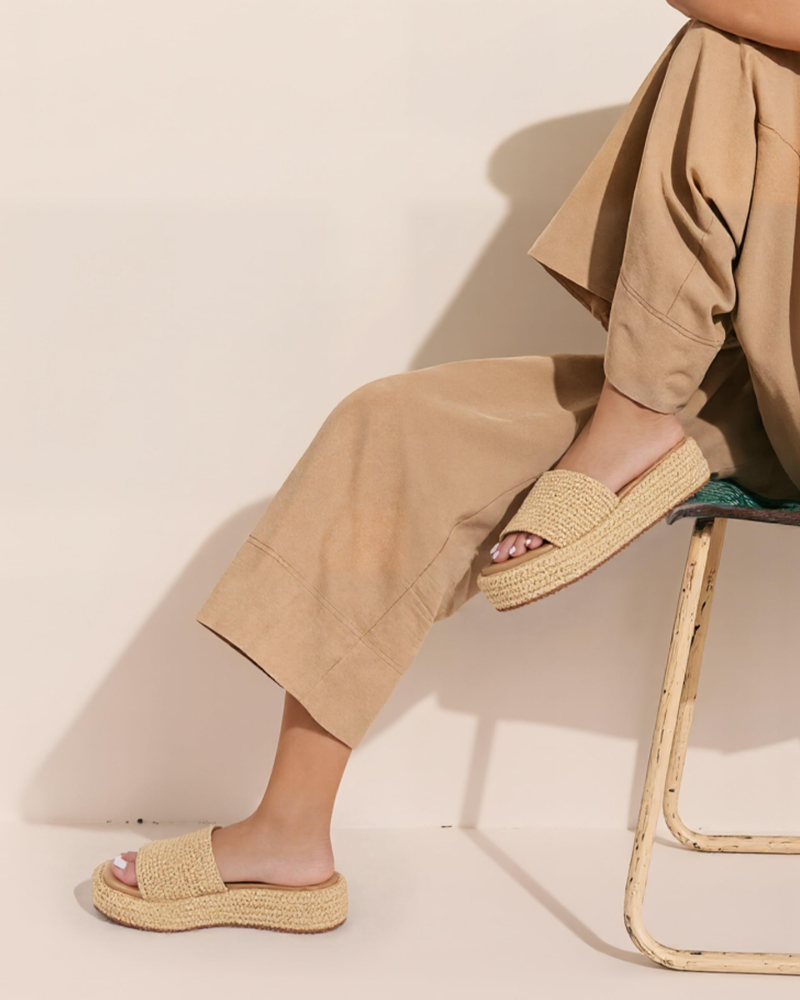 Tessa Sandały Damskie – Espadryle na Koturnie z Platformą, Wsuwane, Styl Boho Lato