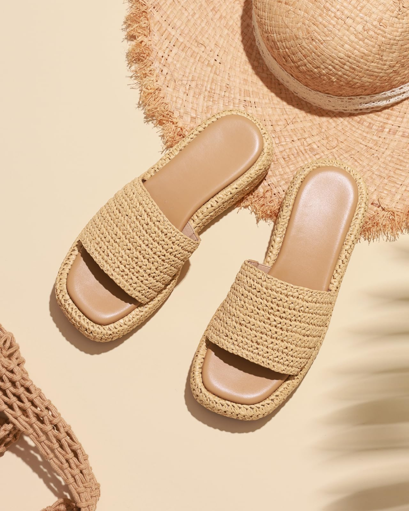 Tessa Sandały Damskie – Espadryle na Koturnie z Platformą, Wsuwane, Styl Boho Lato