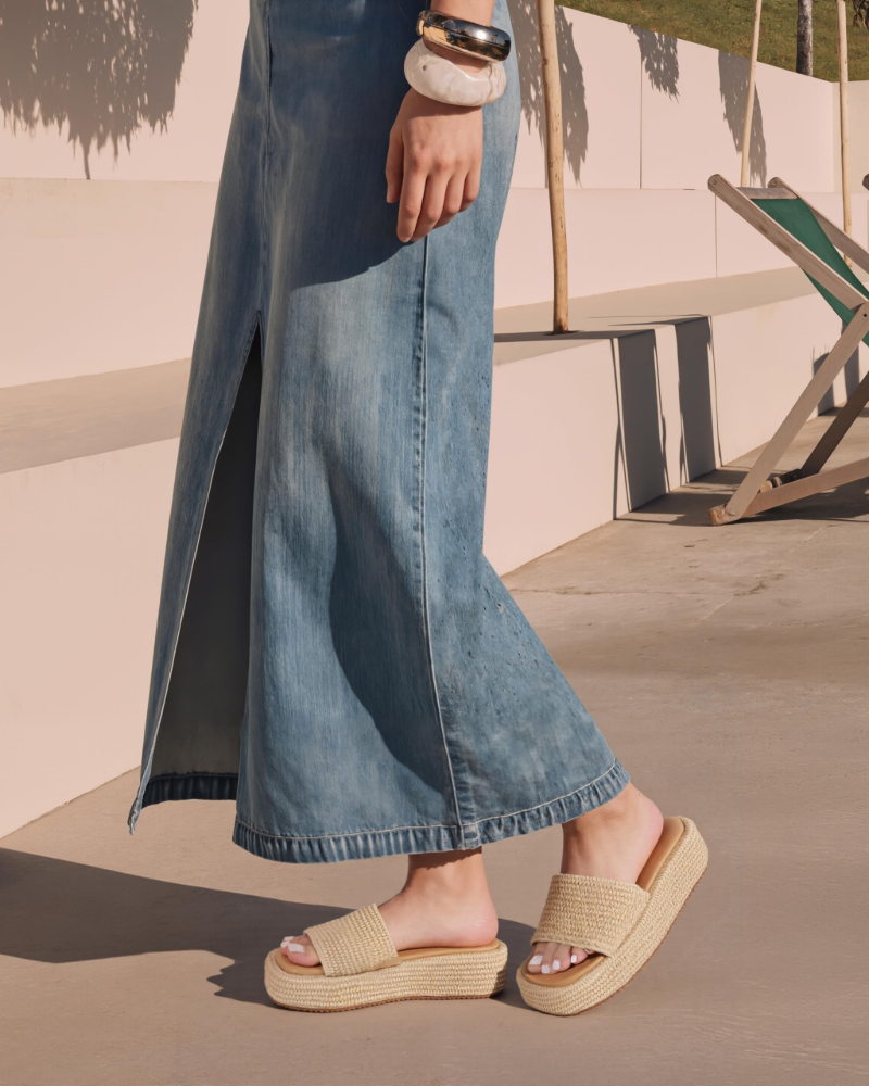 Tessa Sandały Damskie – Espadryle na Koturnie z Platformą, Wsuwane, Styl Boho Lato
