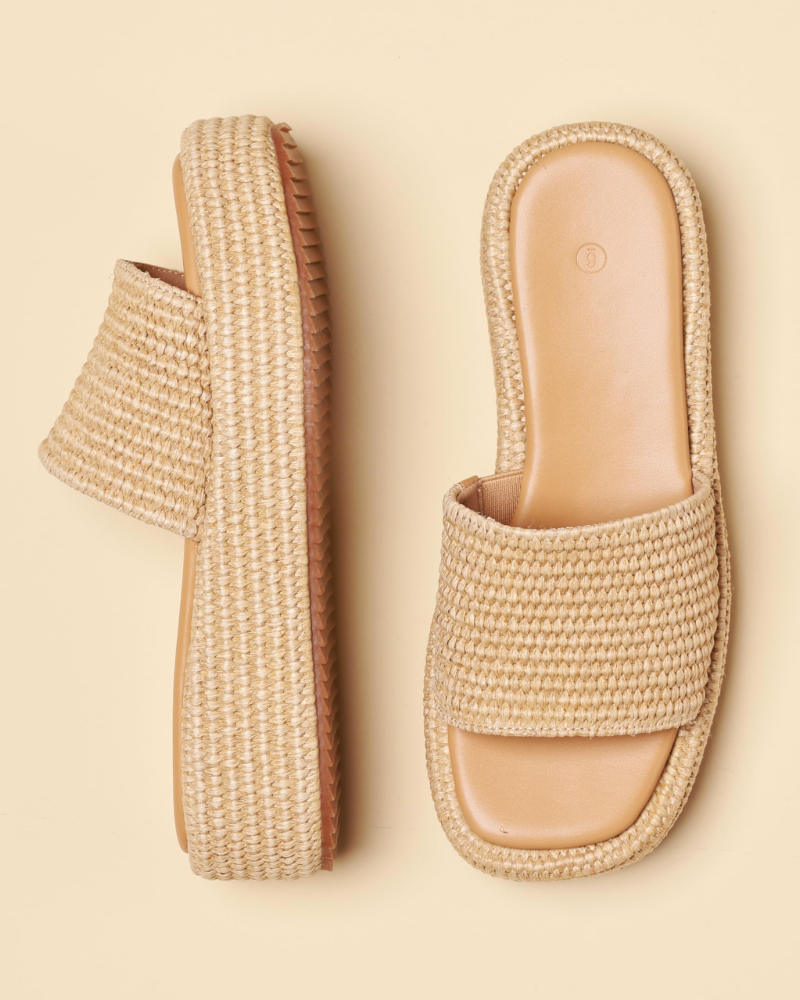 Tessa Sandały Damskie – Espadryle na Koturnie z Platformą, Wsuwane, Styl Boho Lato