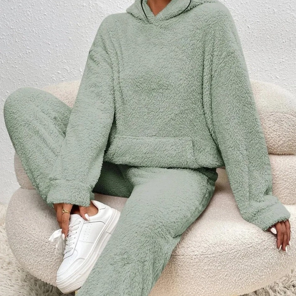 Λούνα Σετ Loungewear Γυναικείο – Μαλακό Teddy Fleece, Φαρδιά Γραμμή & Ζεστή Άνεση