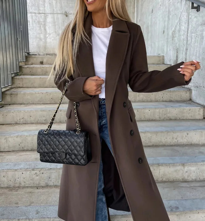 Riana Manteau Lang Vinter Kvinde – Varmt Bælte med Stil Kryds Klassisk