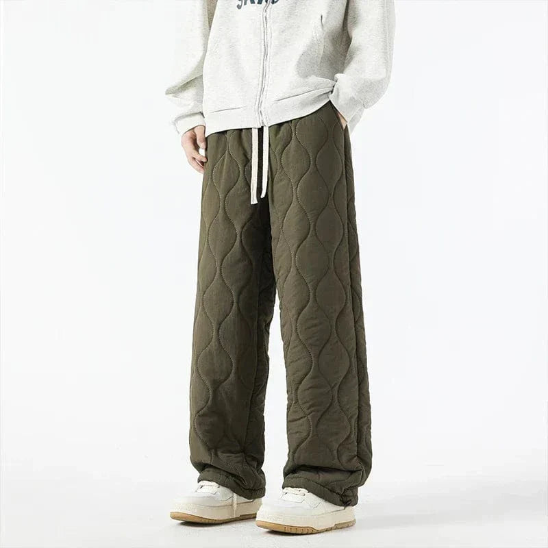 Calças Logan Homem Inverno Acolchoadas – Calças Quentes Forradas a Polar com Corte Largo & Cintura Elástica