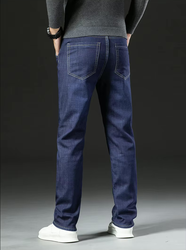 René Jean Pánske Zateplené Nohavice Slim Fit z Denimu na Zimu