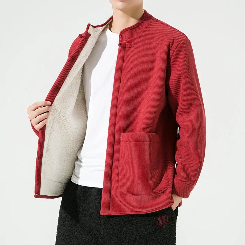 Nixon Herrenjacke Cord – Mao-Kragen, Gerade Passform & Moderner Retro-Stil