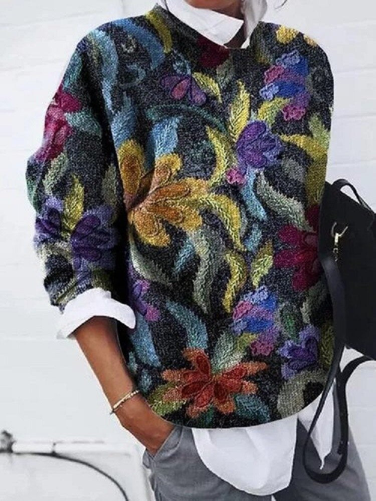 Nevaeh Pull Dámský – Květinové Vzory, Měkká Pletenina & Pohodlný Barevný Styl