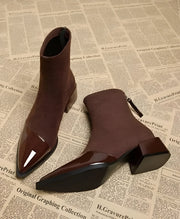 Gracia Damen-Stiefeletten – Elegante Wildleder-Boots mit Lackdetails und bequemem Blockabsatz