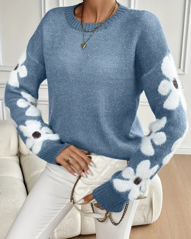 Aisha svetr dámský – elegantní a pohodlný pletený svetr s květinovým vzorem pro sezónu