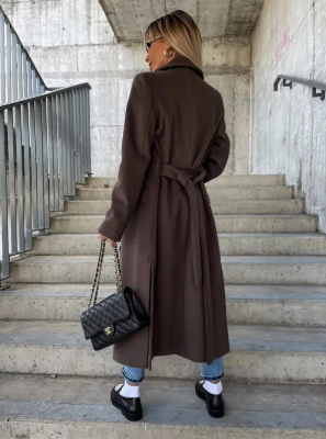 Riana Manteau Lang Vinter Kvinde – Varmt Bælte med Stil Kryds Klassisk
