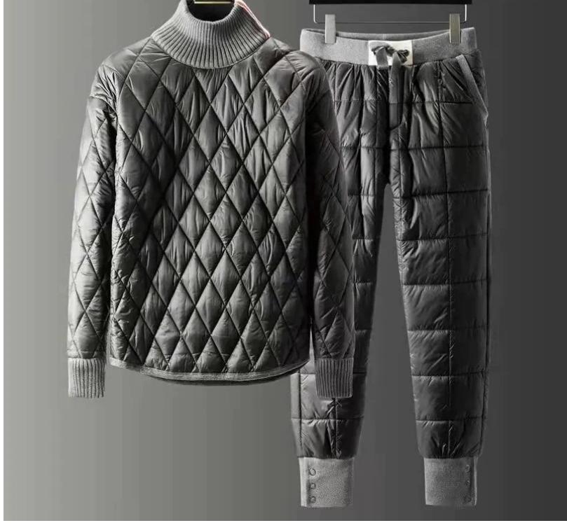 Conjunto Loungewear Homem Edan Acolchoado – Gola Alta, Jogger Confortável & Estilo Moderno