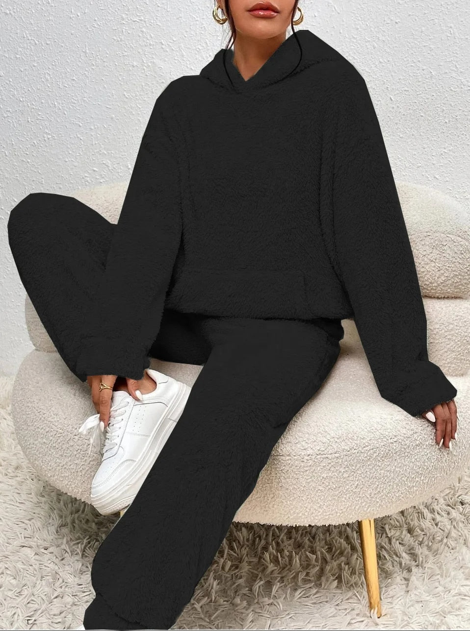 Λούνα Σετ Loungewear Γυναικείο – Μαλακό Teddy Fleece, Φαρδιά Γραμμή & Ζεστή Άνεση