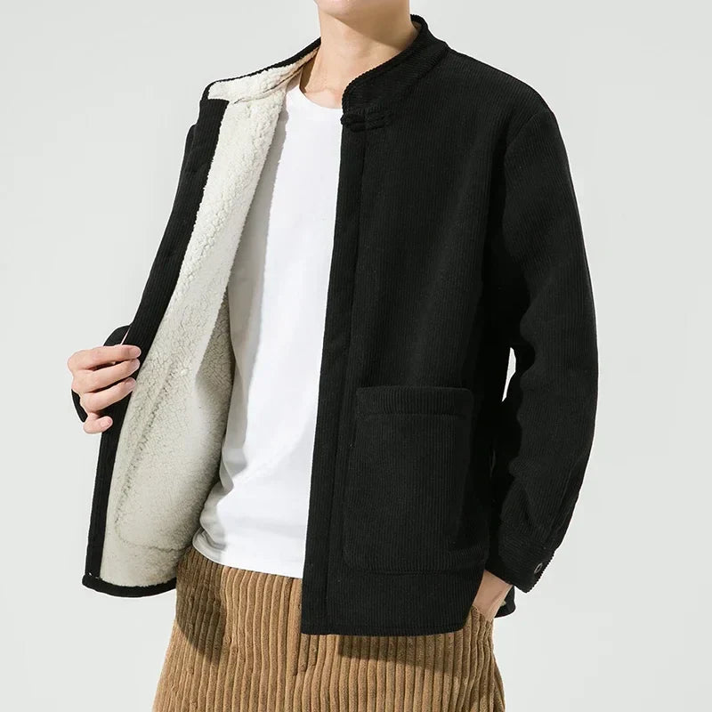 Nixon Herrenjacke Cord – Mao-Kragen, Gerade Passform & Moderner Retro-Stil