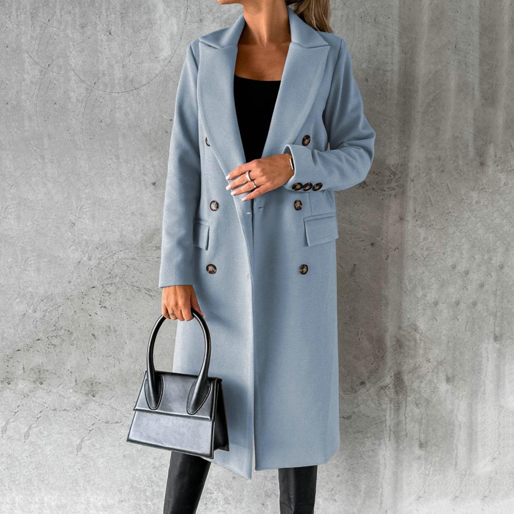 Georgia Manteau Long en Laine Mélangée pour Femme – Elegancki design z klapami notch w klasycznych zimowych kolorach