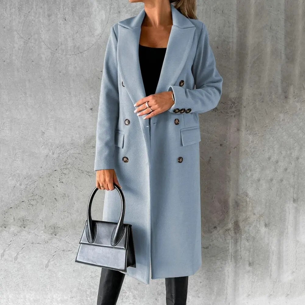 Charlotte Manteau Dame Uld Elegant – Lang Pasform, Klassiske Revers & Tidløs Stil