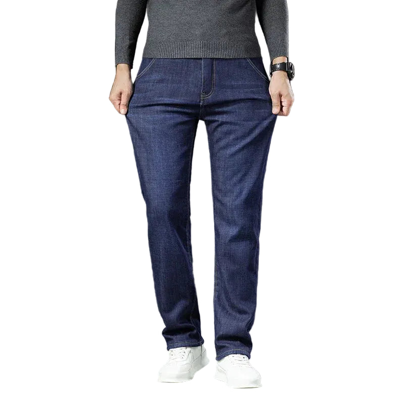 René Jean Hombre Forrado Polar – Pantalón Denim Caliente Ajustado para el Invierno