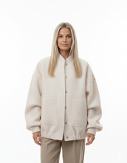 Norlyn Bomber Oversize Mujer – Chaqueta de Moda con Cuello Alto, Cierre Oculto y Corte Amplio