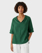 Siarah Camisón Mujer – Lino 100%, Escote en V Elegante y Corte Fluido Confortable
