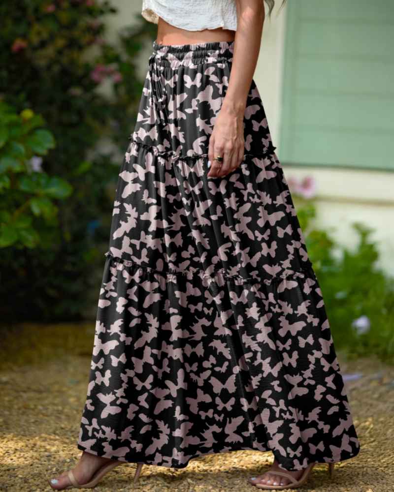 Daphne Jupe Maxi Fleurie Femme – Jupe Bohème à Taille Haute avec Poches