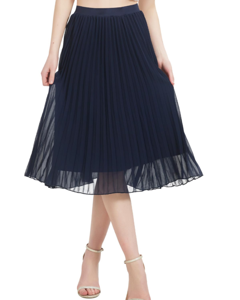 Emma Jupe Maxi Femme – Jupe Longue Plissée en Mousseline avec Taille Élastique