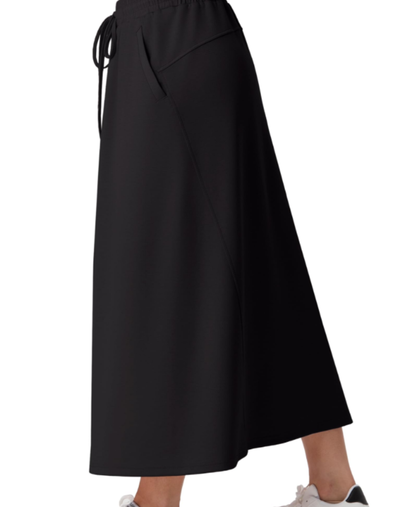 Elena Jupe Maxi Damen – Weit ausgestellter langer Rock mit elastischem Bund, Kordelzug und Taschen