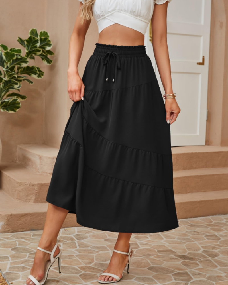 Gonna Scarlett Jupe Maxi Donna – Gonna Lunga Bohemien a Volant con Vita Elastica e Tasche