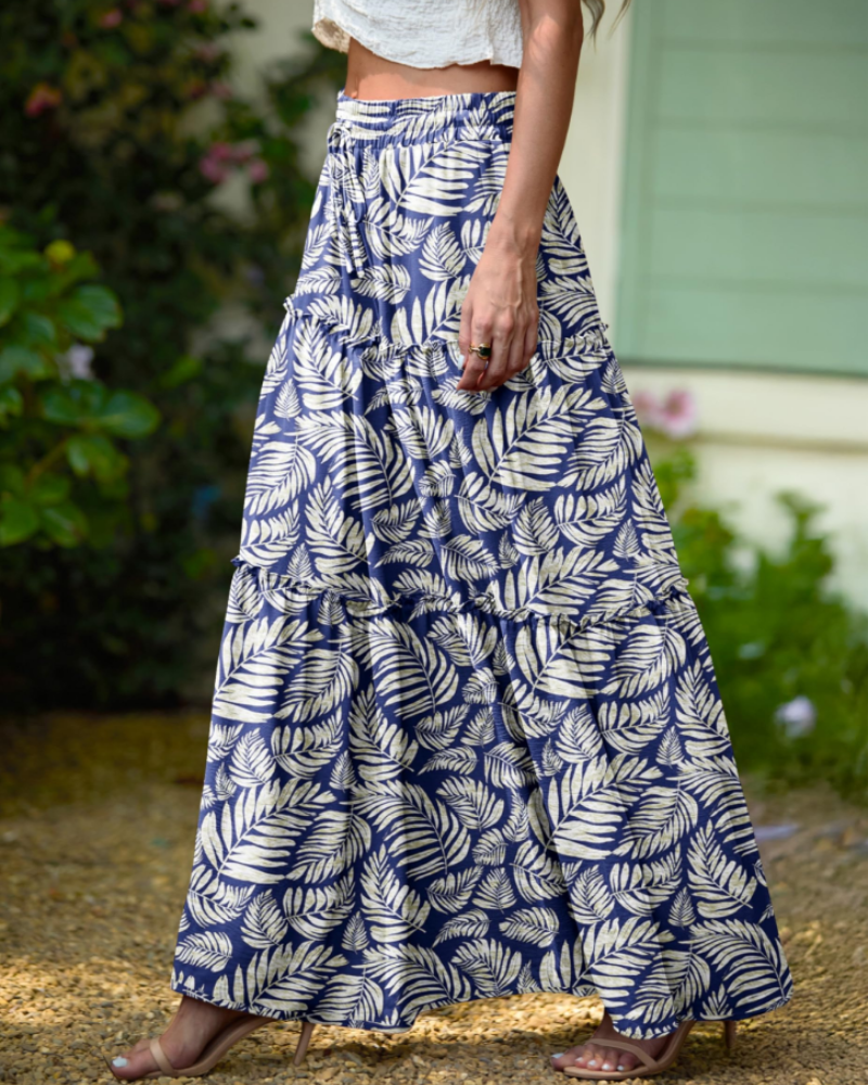 Daphne Jupe Maxi Fleurie Femme – Jupe Bohème à Taille Haute avec Poches