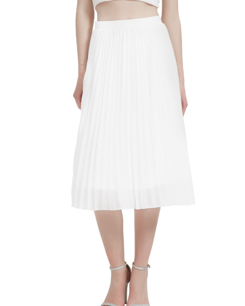 Emma Jupe Maxi Femme – Jupe Longue Plissée en Mousseline avec Taille Élastique