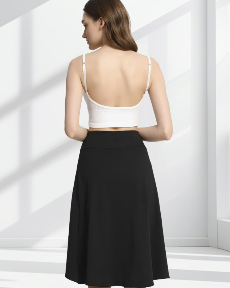 Hailey Jupe-Short Midi Femme – Skort Taille Haute avec Short Intégré, Volants & Poches