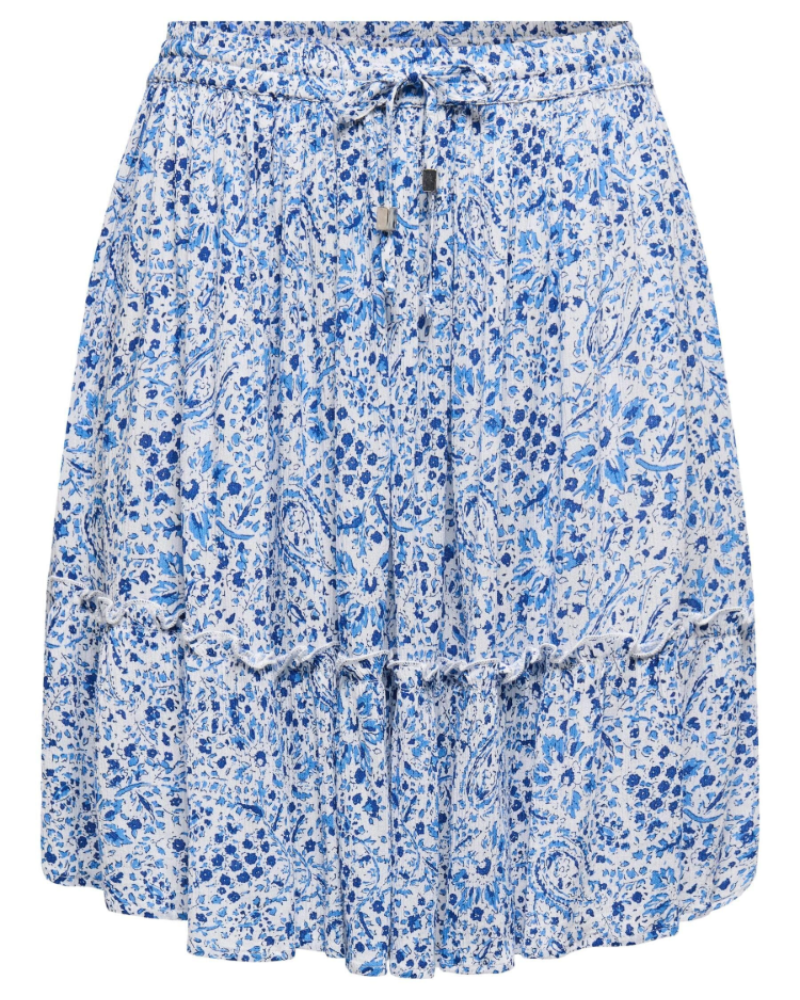 Ruby Mini Skirt for Women – Flared Printed Skirt with Elastic Waist & Adjustable Drawstring